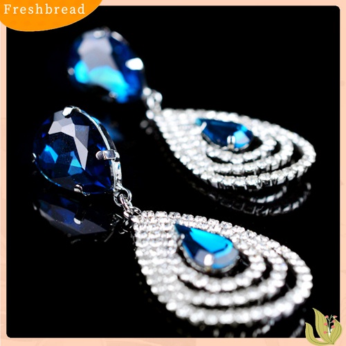 Anting Stud Desain Teardrop Aksen Berlian Imitasi Gaya Elegan Untuk Wanita