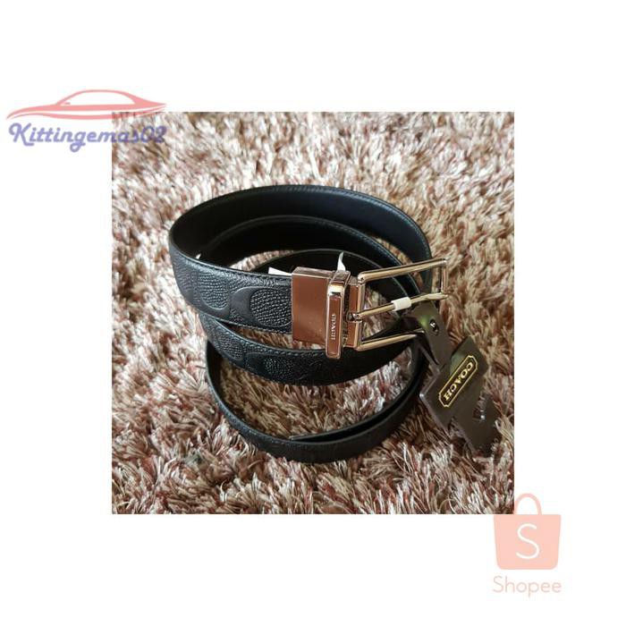 IKAT PINGGANG PRIA GESPER SABUK KTG2I888 COACH ORIGINAL COACH BELT EMBOSSED BLACK