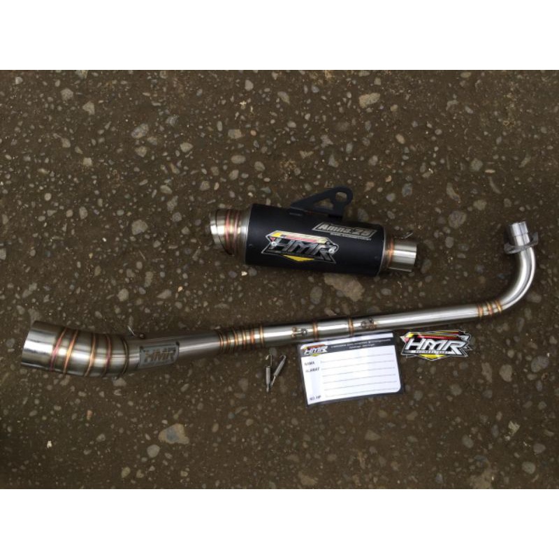 knalpot Supra125 original HMR RACING EXHAUST, slincer coating leher kolong x tengah step standar