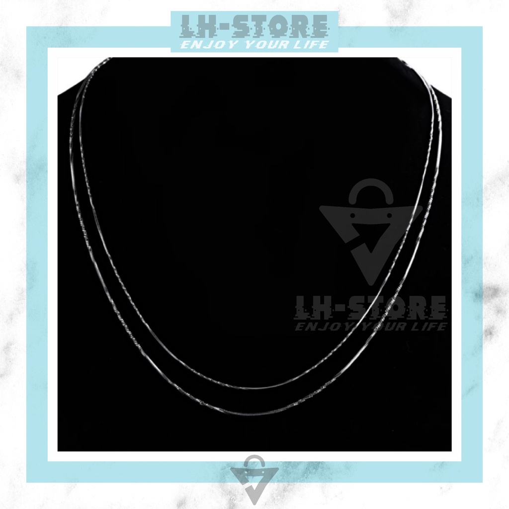 KALUNG TITANIUM ULIR GELOMBANG WANITA &amp; PRIA COWOK / CEWEK SILVER SEPERTI MAS PUTIH ANTI KARAT ANTI LUNTUR [KR-05]