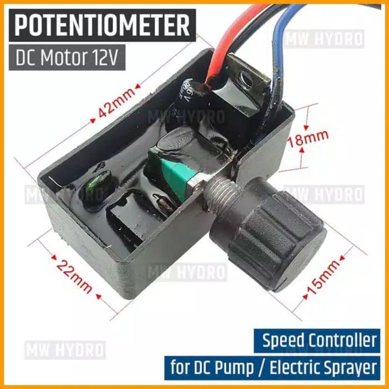 Dimmer potensio pengatur kecepatan motor DC/ Pompa Air DC 12V