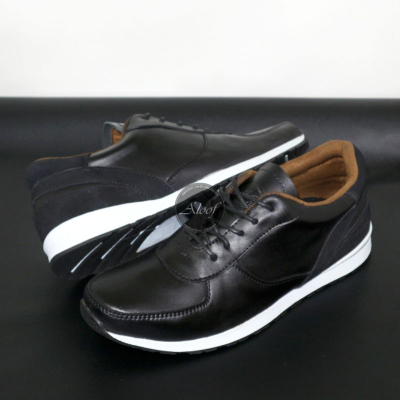 ALOOF LUTFI BLACK | Sepatu Sneakers Pria Original Kulit Asli Ringan Di pakai