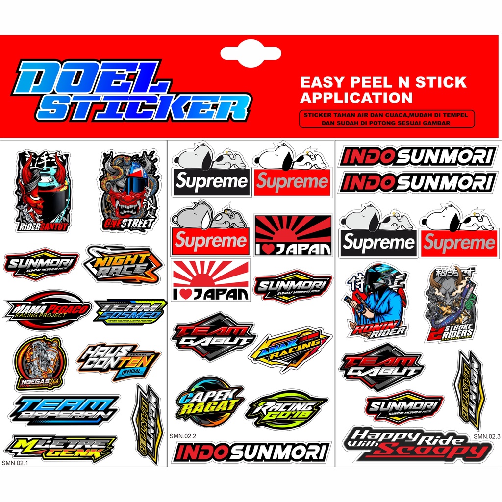 STICKER SUNMORI - Sticker Pack Sunmori 1 Set Isi Banyak Stiker Sunmori Rider One Street Respect SUNMORI NEW DOEL-2