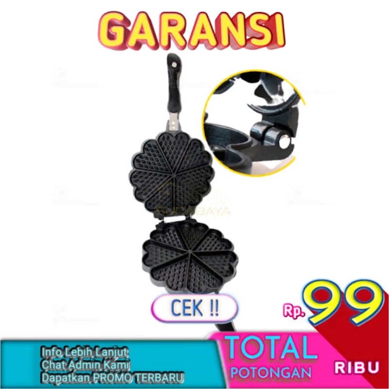 NUPON Cetakan Kue Waffle Motif Love Teflon Anti Lengket Loyang Kue Wafel