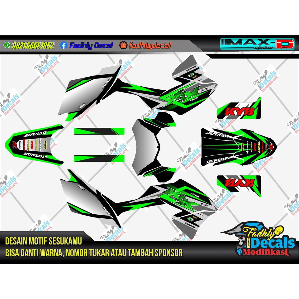 Decal KLX BF Hijau Grey Dengan beragam Pilihan warna Sticker Fullbody