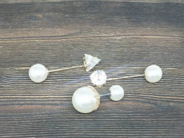 Pin Tusuk Mutiara Double Korea / Bros Pearl Pin Brooch / Peniti Jilbab Jarum Pentul