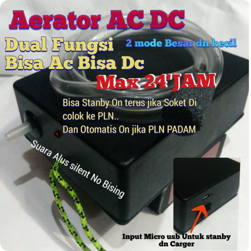 Aerator AC DC Dual fungsi 2 Mode+selang dn Batu