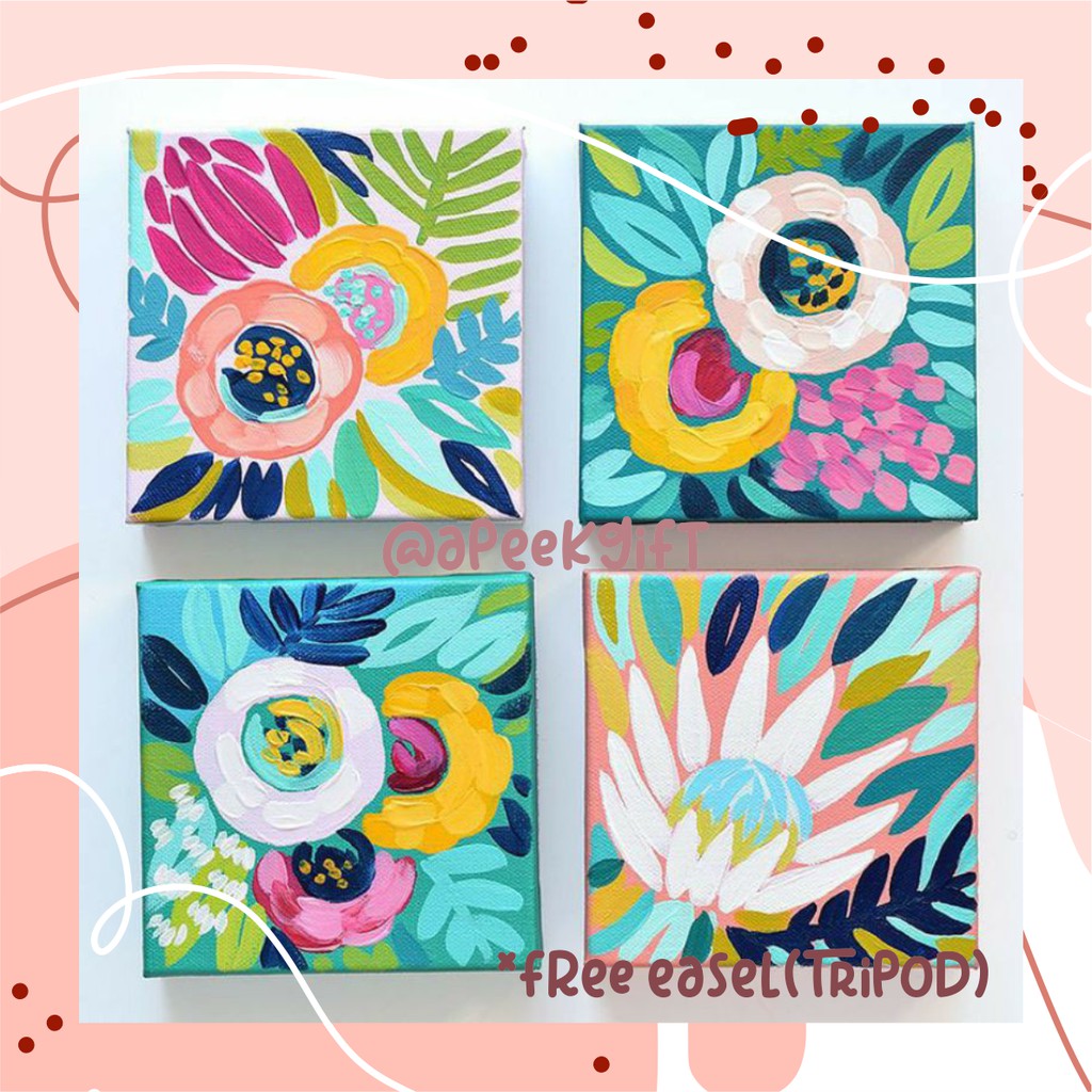 Lukisan Kanvas Mini Kustom(10x10) Kado Ulang Tahun Wisuda/ Custom Painting Mini Canvas (free tripod)