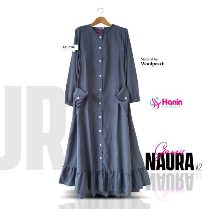 Gamis Naura | By Hanin | wolfis syar'i full kancing busui friendly polos