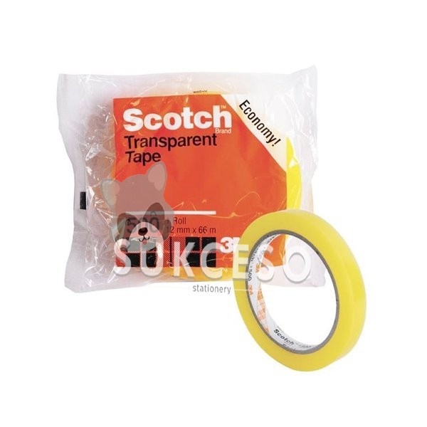 

3M Scotch Transparent Tape 500 12mm x 66m/ Isolasi Bening Murah