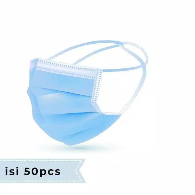 (Fy)Masker Biru 3 PLY DISPOSABLE FACE MASK ISI 50 PCS Masker Earloop Hitam 3Ply Black Color