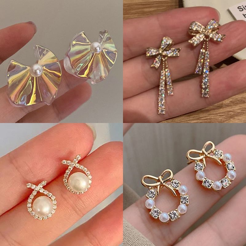 Anting Mutiara Bahan Akrilik Transparan Warna-Warni Untuk Wanita