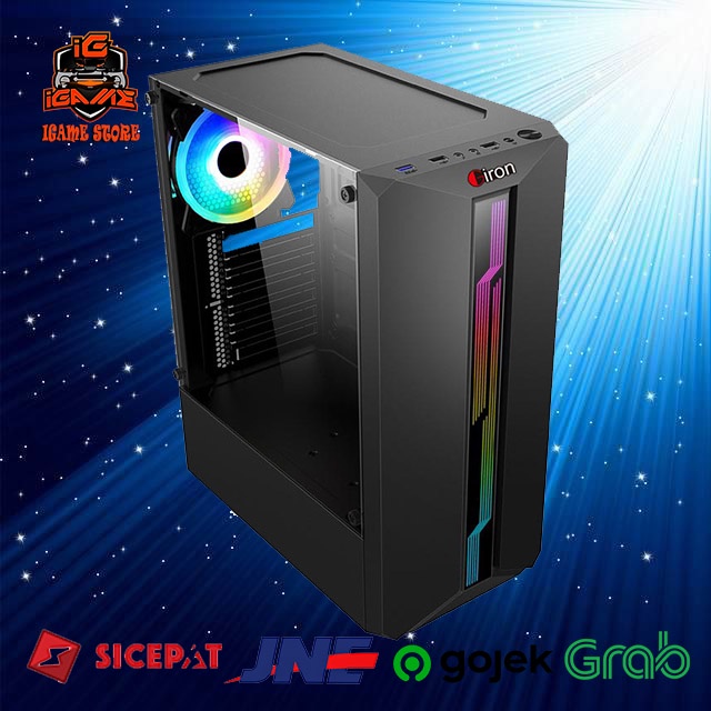 Casing Gaming Giron G03 Black With LED Strip RGB NAMPOLL GAN