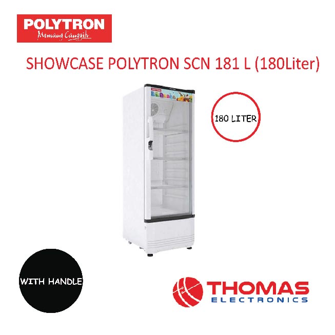 SHOWCASE POLYTRON SCN 181 L / KULKAS PENDINGIN 180 Liter With Handle GARANSI RESMI