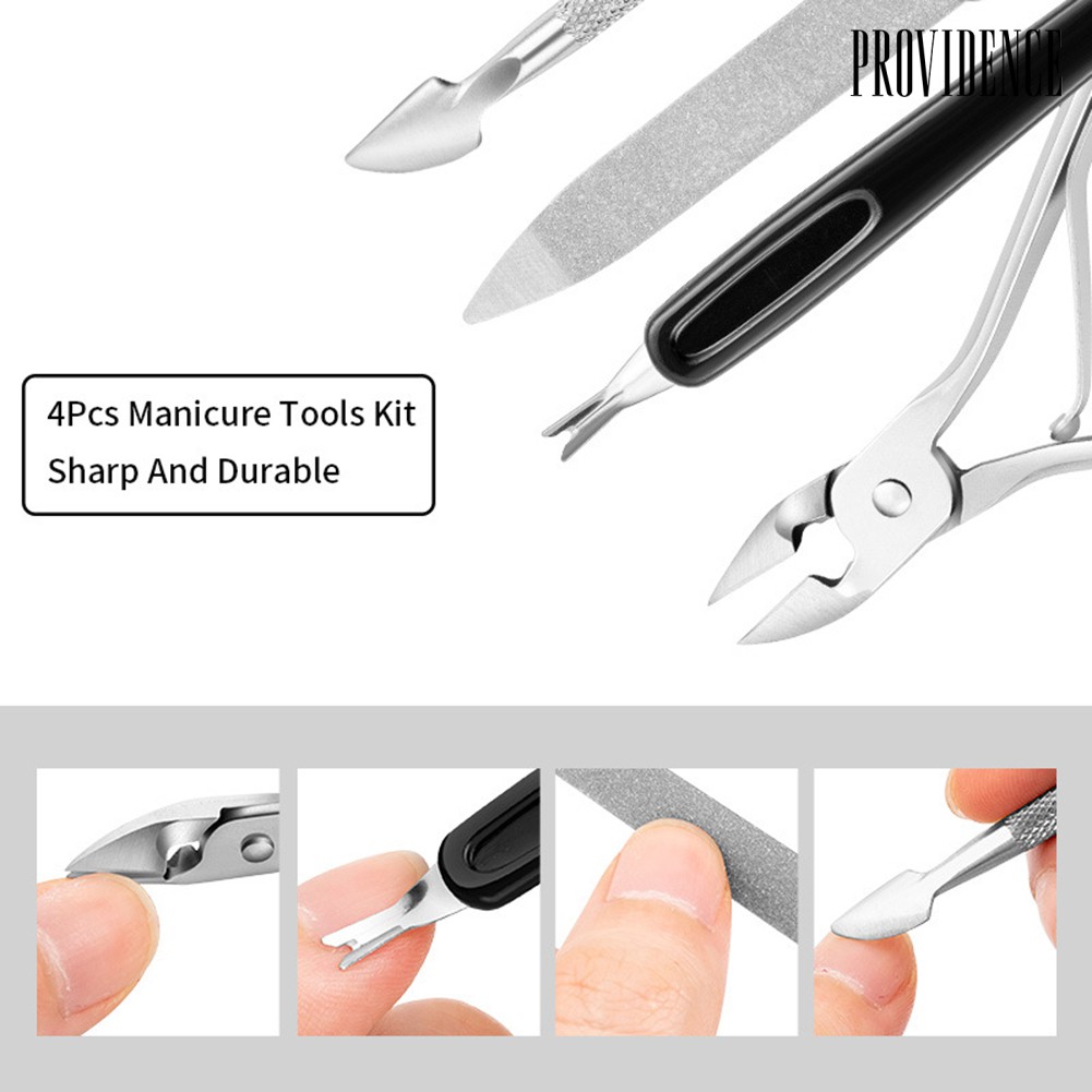 Providence 4 Pcs/Set Gunting Kuku/Kutikula Bahan Baja Untuk Manicure/Pedicure