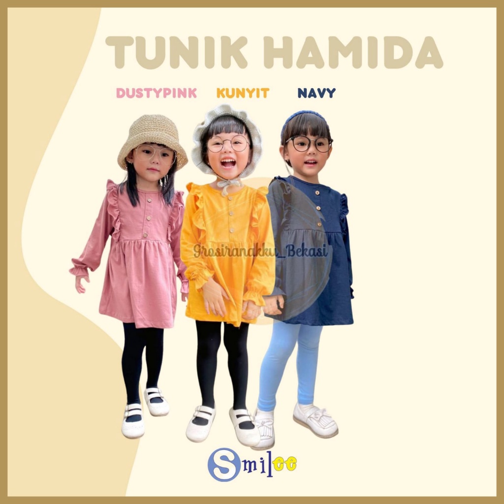 Tunik Anak Kaos Smilee Hamida Mix Warna Size 1-5Thn