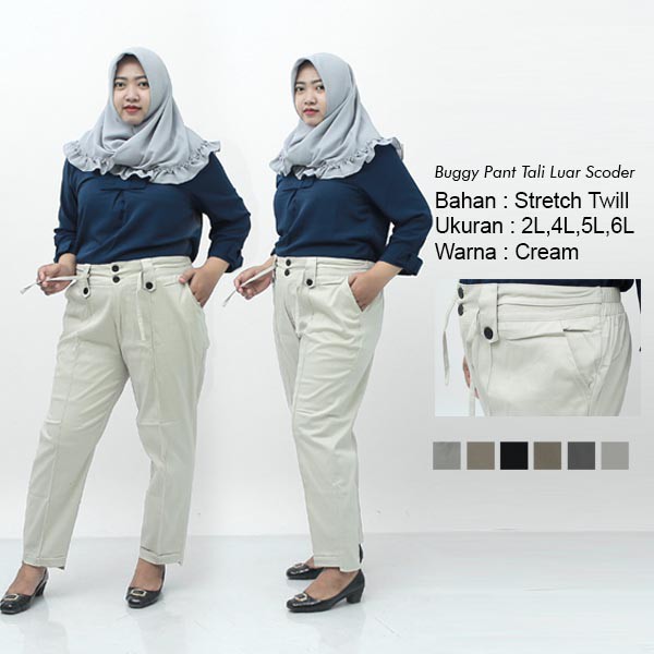Putri Nasya - Celana Big Size Panjang T S C Ukuran 8L,6L,5L,4L,2L,XL,S Fit To L Warna Cream Moca Capucino Hitam Abu Tua Muda