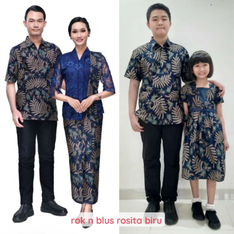 ROSITA SELENDANG PANJANG BIRU BATIK COUPLE KELUARGA PASANGAN MODERN JUMBO PREMIUM SARIMBIT AYAH IBU ANAK