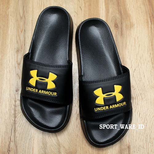 Sandal Slop Sporty Pria Wanita-Karet-Premium-Logo-Hitam Gold-2