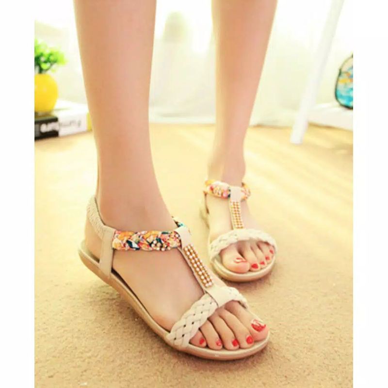 SENDAL TALI JEPIT PITA BESAR WANITA TEPLEK FLAT DATAR SENDAL CASUAL RIBBON GOSH MODEL IMPORT