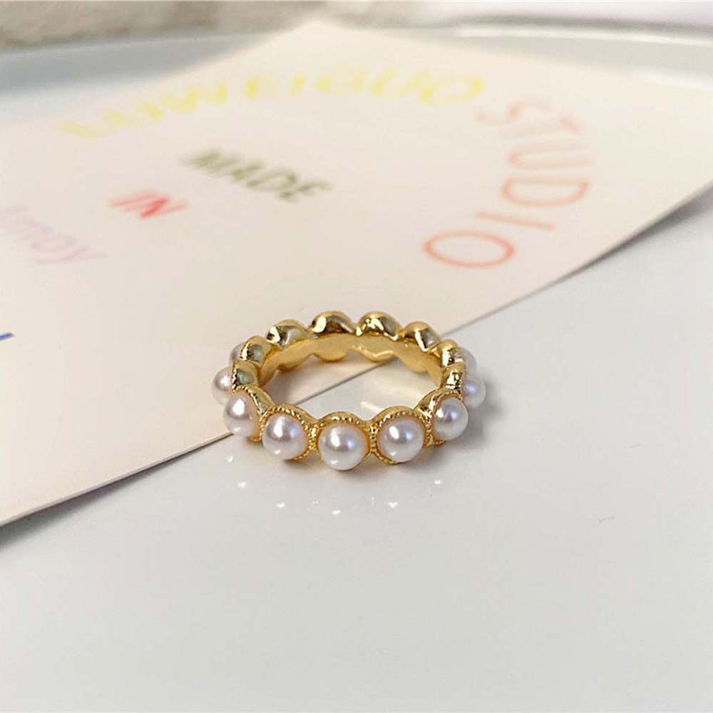 Needway  Temperament Pearl Ring Trendy Fashion Jewelry Index Finger Ring Women Gold Elegant Retro Korean Style Alloy/Multicolor