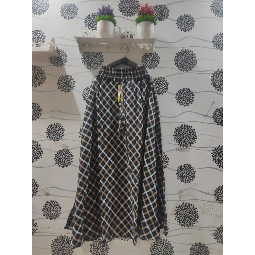 ROK FLANEL IMPORT PANJANG/ROK TARTAN/ROK KOTAK PAYUNG-An