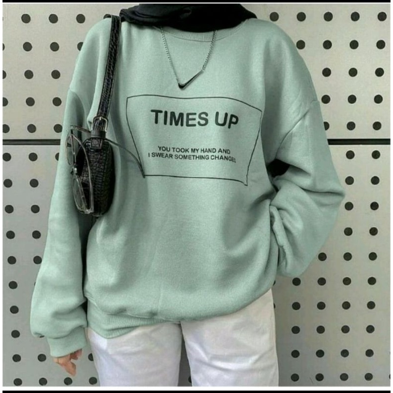 SWEATER OVERSIZE CROWNEK FLECE TIME UP (LD 110)