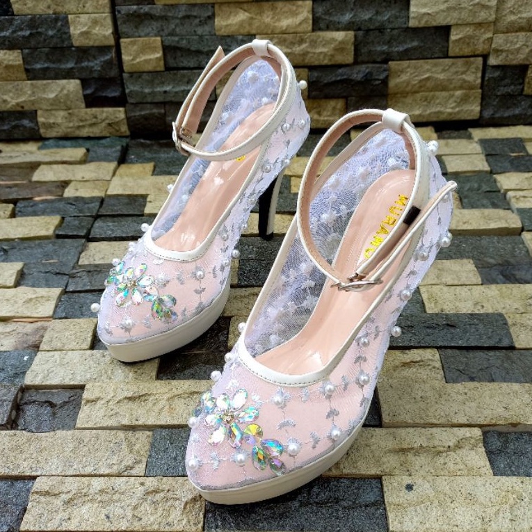 Wedding Shoes Platform Murano Ayudia White Brukat Size 34-44