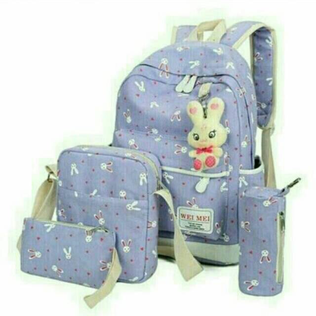 Tas ransel anak perempuan karakter kelinci 4in1 - tas ransel anak