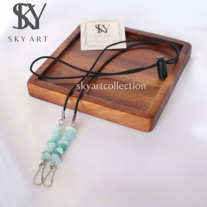 STRAPMASK BATU AQUAMARINE//KONEKTOR MASKER//KONEKTOR HIJAB//KALUNG MASKER//TALI MASKER