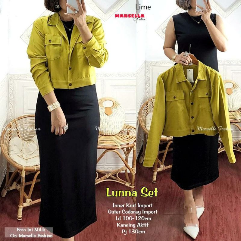 Luna set midi dress dan outer