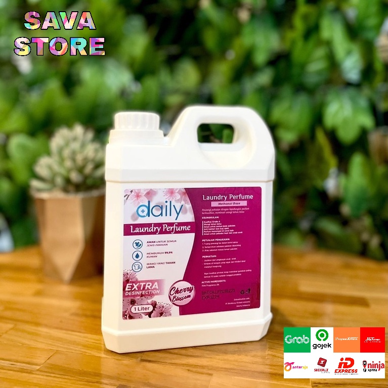 DAILY PEWANGI PAKAIAN INCLUDE DESINFEKTAN GRADE A  PARFUM LAUNDRY EXTRA DISINFECTION 1 LITER CHERRY BLOSSOM