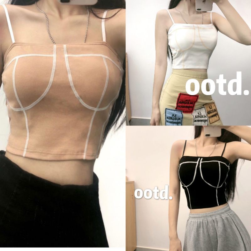 Crop-Tank Top bra T6878 Atasan wanita fashion Bahan Kaos (Inner/Outer/Top