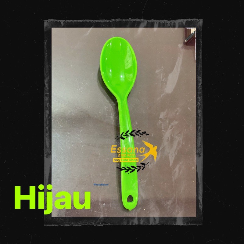 Gelas Minum Plastik _Piring Makan Bulat Plastik _Mangkok Makan Bulat Bakso Plastik_Sendok Makan Plastik_Terlaris Termurah Berkualitas ( 1pcs ) claris-Sendok plastik hijau