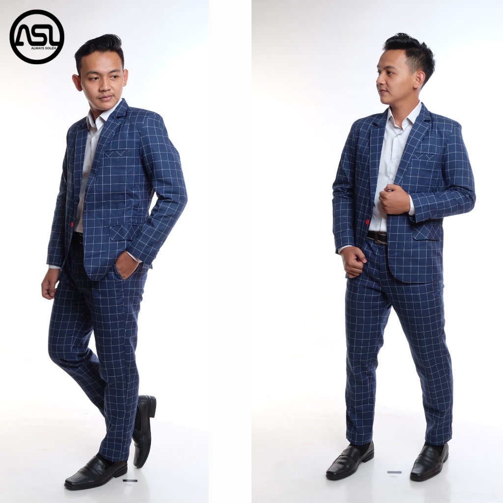 Setelan jas pria kotak kotak / Setelan jas pria kotak / Setelan blazer pria kotak kotak / Setelan ja