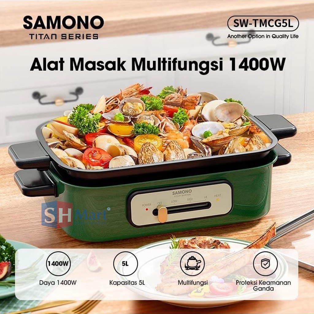 ALAT PANGGANG ELEKTRIK HOTPOT MULTIFUNGSI KAPASITAS 5 LITER SW-TMCG5L SAMONO GARANSI RESMI