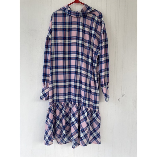 MONKI Plaid Print Pink Dress NEW