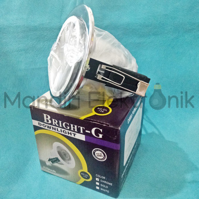 Fitting Lampu Downlight Bright G Downlight 3,5 inch Warna Chrome