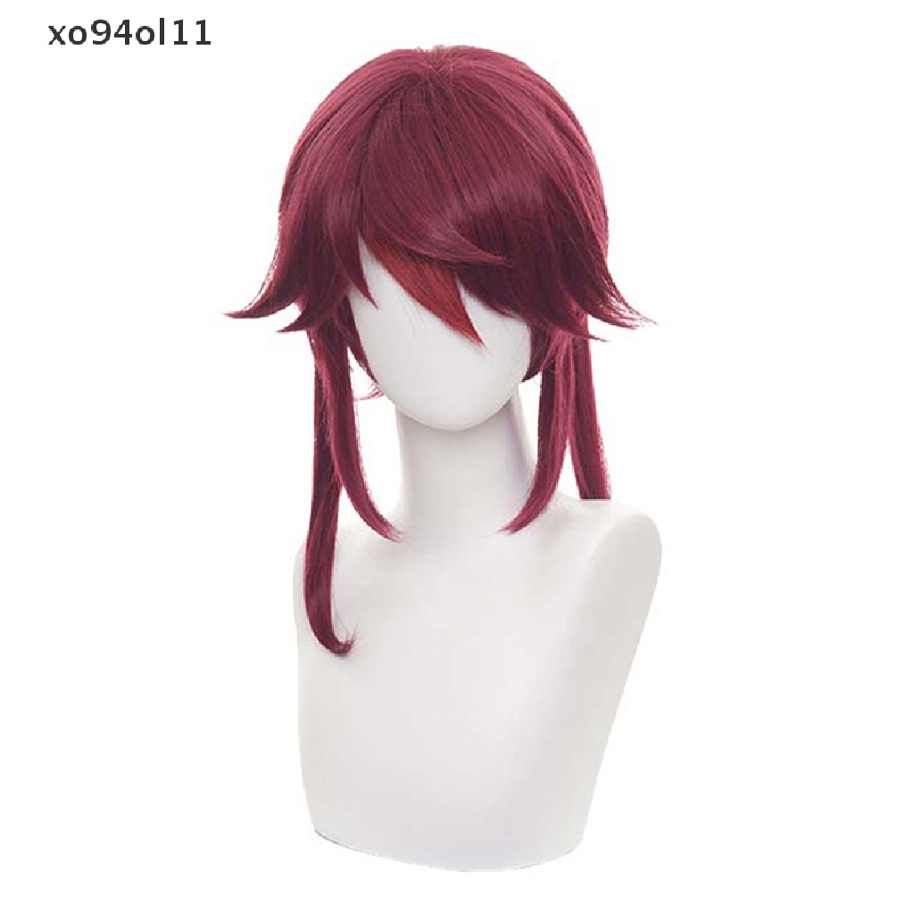 Xo Genshin Wig Rambut Palsu Wanita Model Panjang Bergelombang Warna Merah Untuk Cosplay Anime