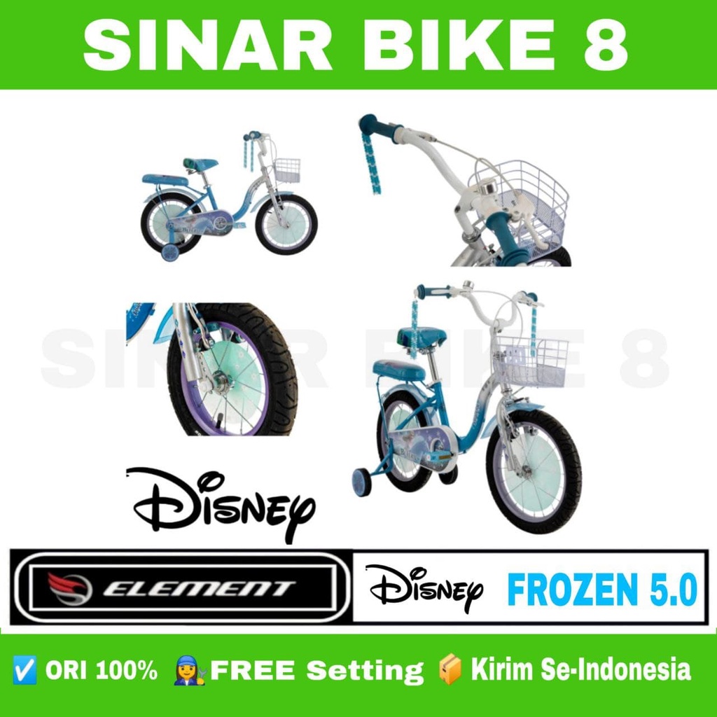 Sepeda Mini Anak ELEMENT DISNEY FROZEN Ukuran 12&quot;, 16&quot;, 18&quot; &amp; 20 Inch