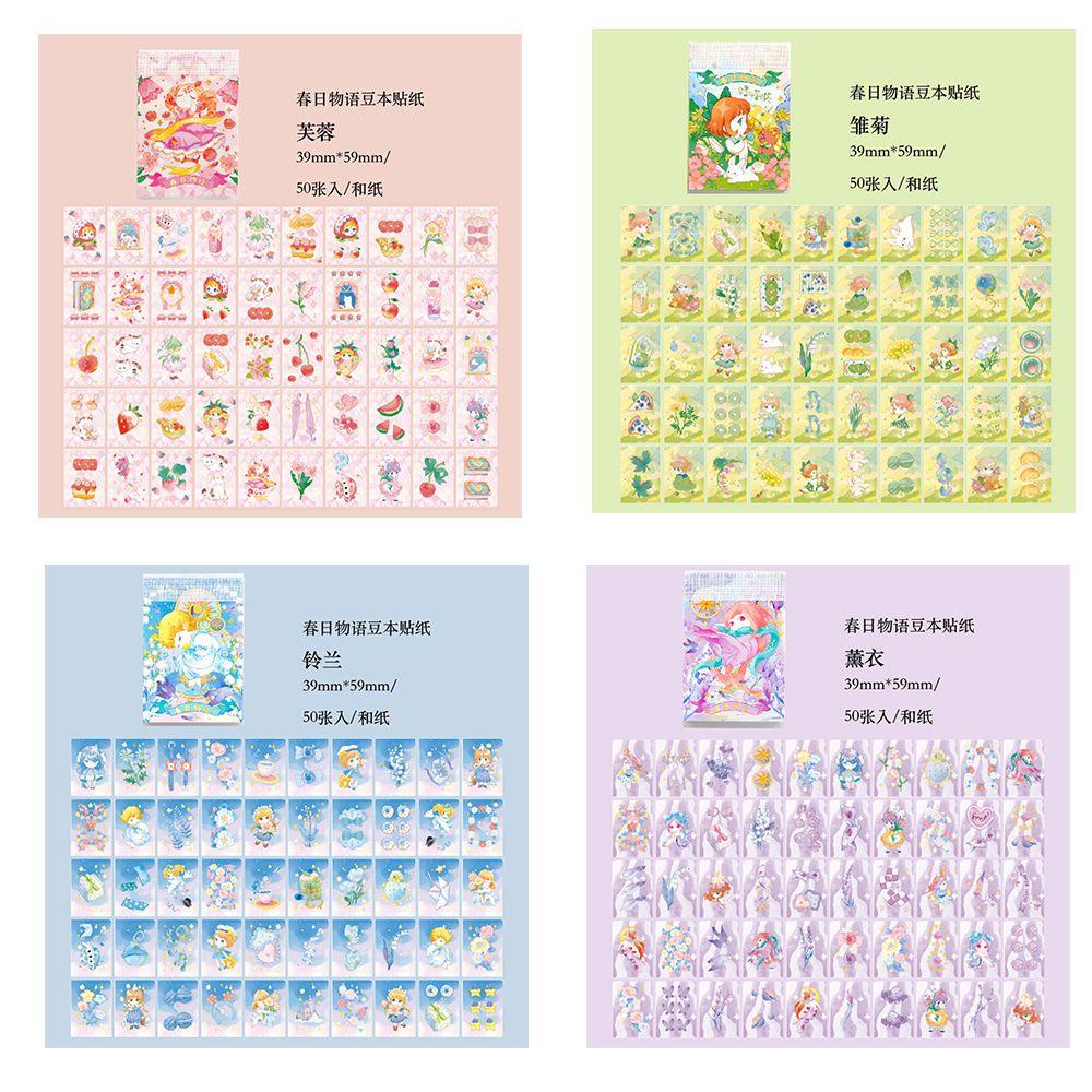 Preva 50 Lembar Stiker Kertas Gambar Perempuan Kawaii Untuk Diaryhandphone