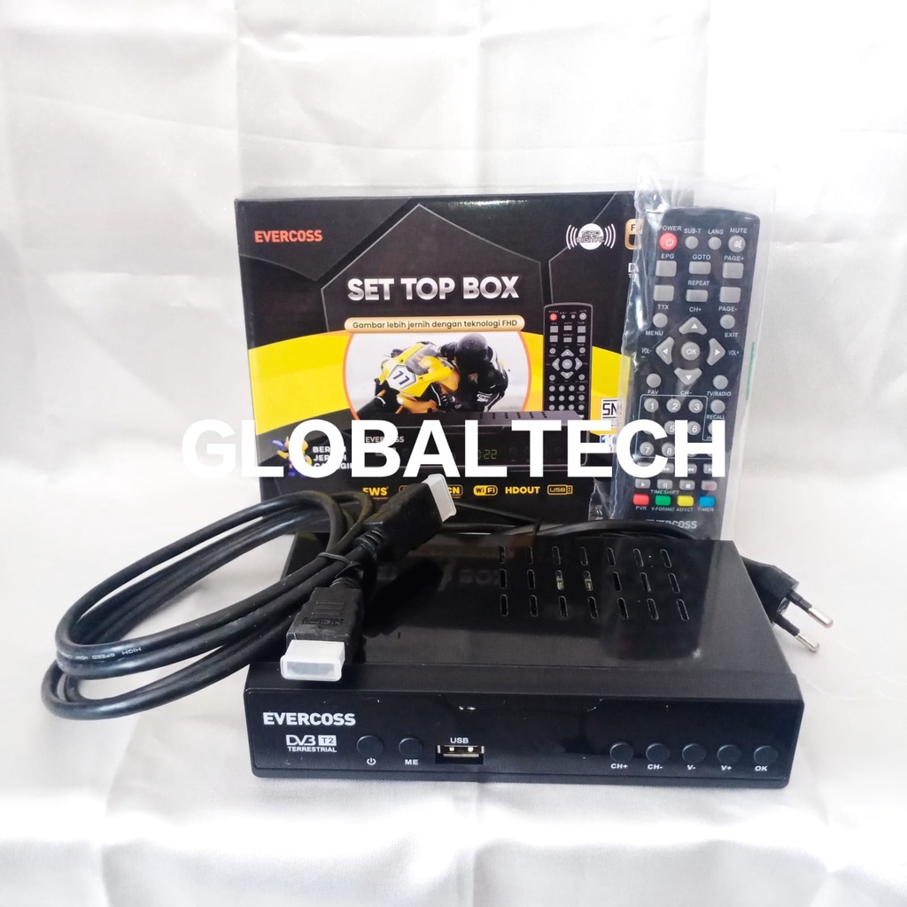 EVERCOSS SET TOP BOX DVB-T2 TV Digital Full HD Wifi Youtube STB Evercoss pengubah siaran analog menjadi ke digital gambar jernih bisa 720p 1080p