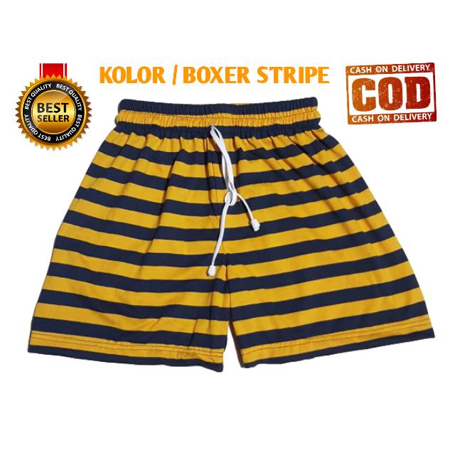  Kolor Boxer  Stripe Celana Pendek Pria Wanita Bahan Kaos 