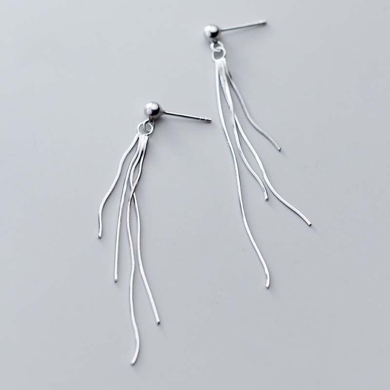 Anting Rantai Ular Menjuntai Bahan Sterling Silver S925 100% Gaya Korea Untuk Hadiah