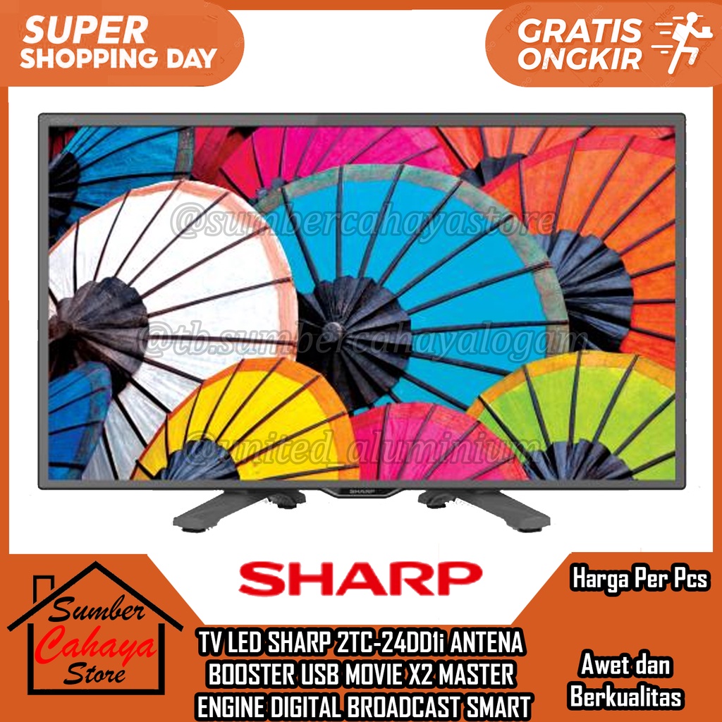 Sharp LED Digital TV 24 Inch 2T C24DD1i AQUOS DVB T2 HD READY 2T C24DC1i 24DC TIVI USB MOVIE ANTENA 