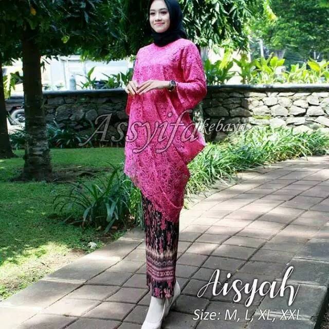 TERBARU!!! Setelan kebaya brukat tunik menceng / kebaya modern / kebaya kekinian / maroon / navy