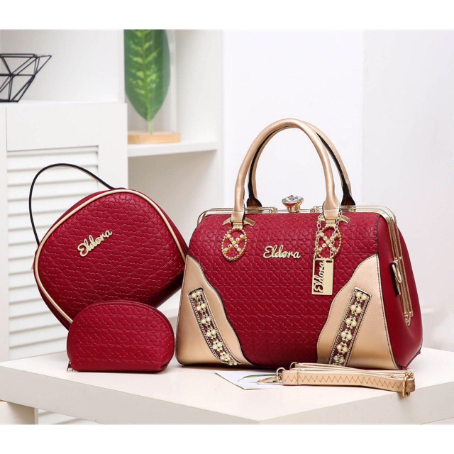 Eldora Behel Lyodra ES1208 3in1 syafniegalery Original bran tas impor tas batam tas Guru glamor