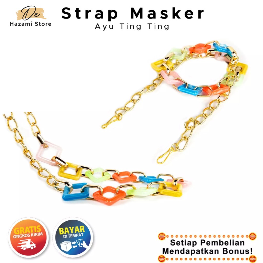BISA COD Strap Masker Wanita Hijab Kalung Artis Mewah Trendy Korea Manik Terbaru 2021