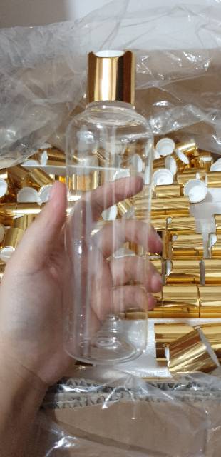 Botol Bening + Tutup Presstop Emas 300ml 250ml 100ml 80ml | Wadah Isi Ulang Sabun Gel Parfum