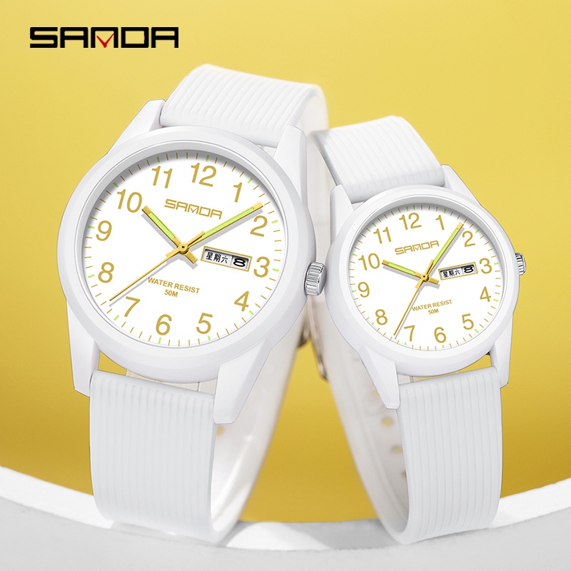 SANDA 6090 Jam Tangan Wanita Pria Analog Sport Tali Rubber Luminous WATCHKITE WKOS